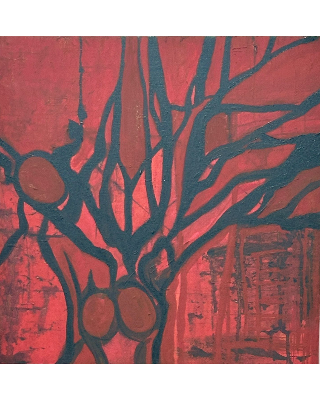Abstract artwork with a tree-like figure